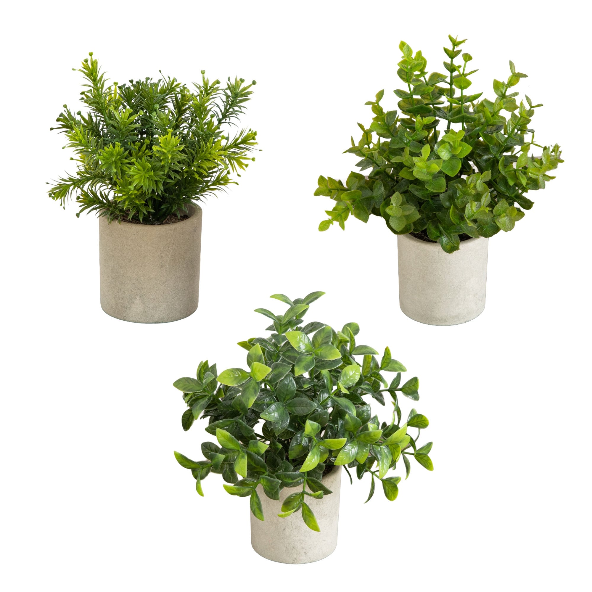 8 In Artificial Mini Greenery Potted Plant Set Of 3