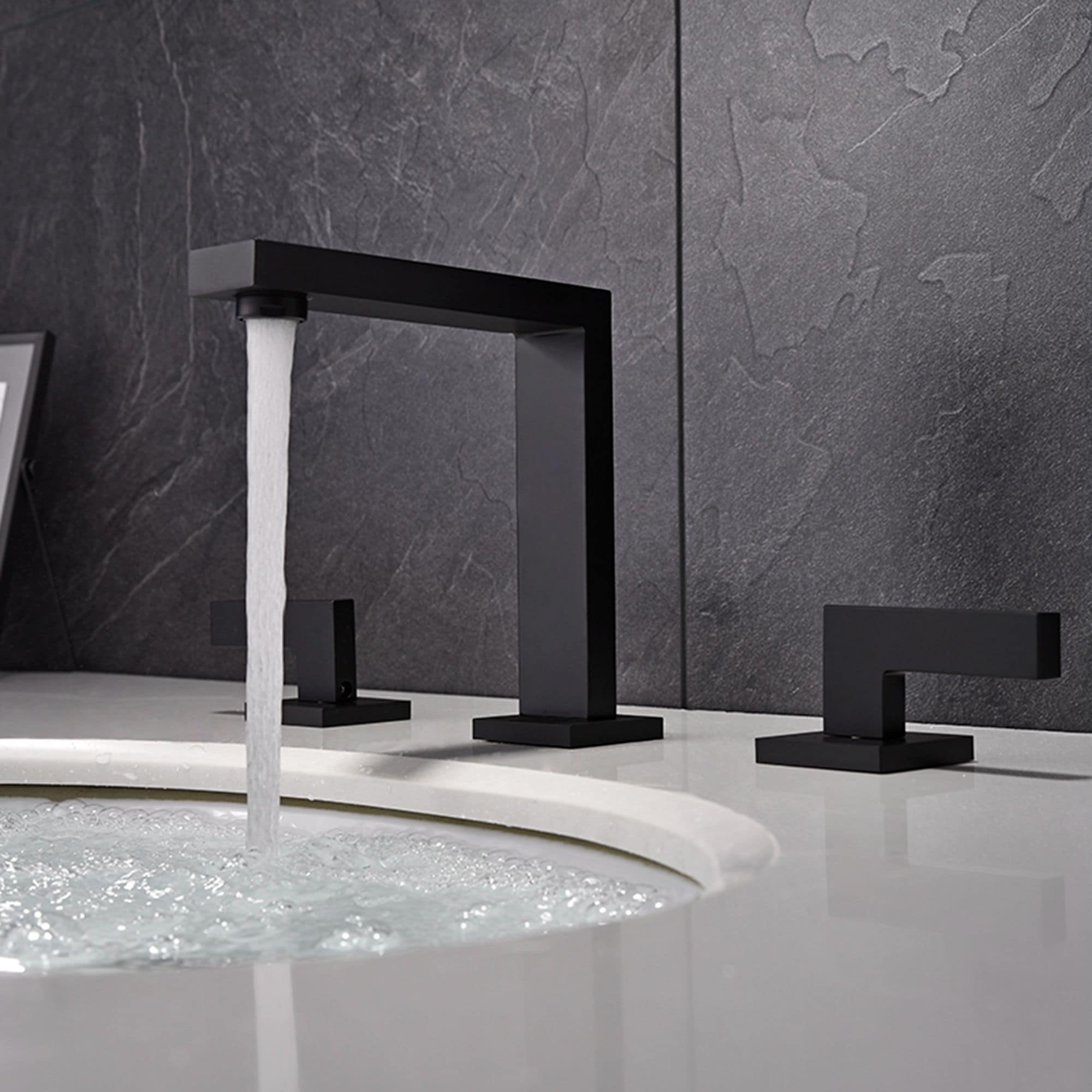 Matte Black Metal 2 Handle Bathroom Faucet
