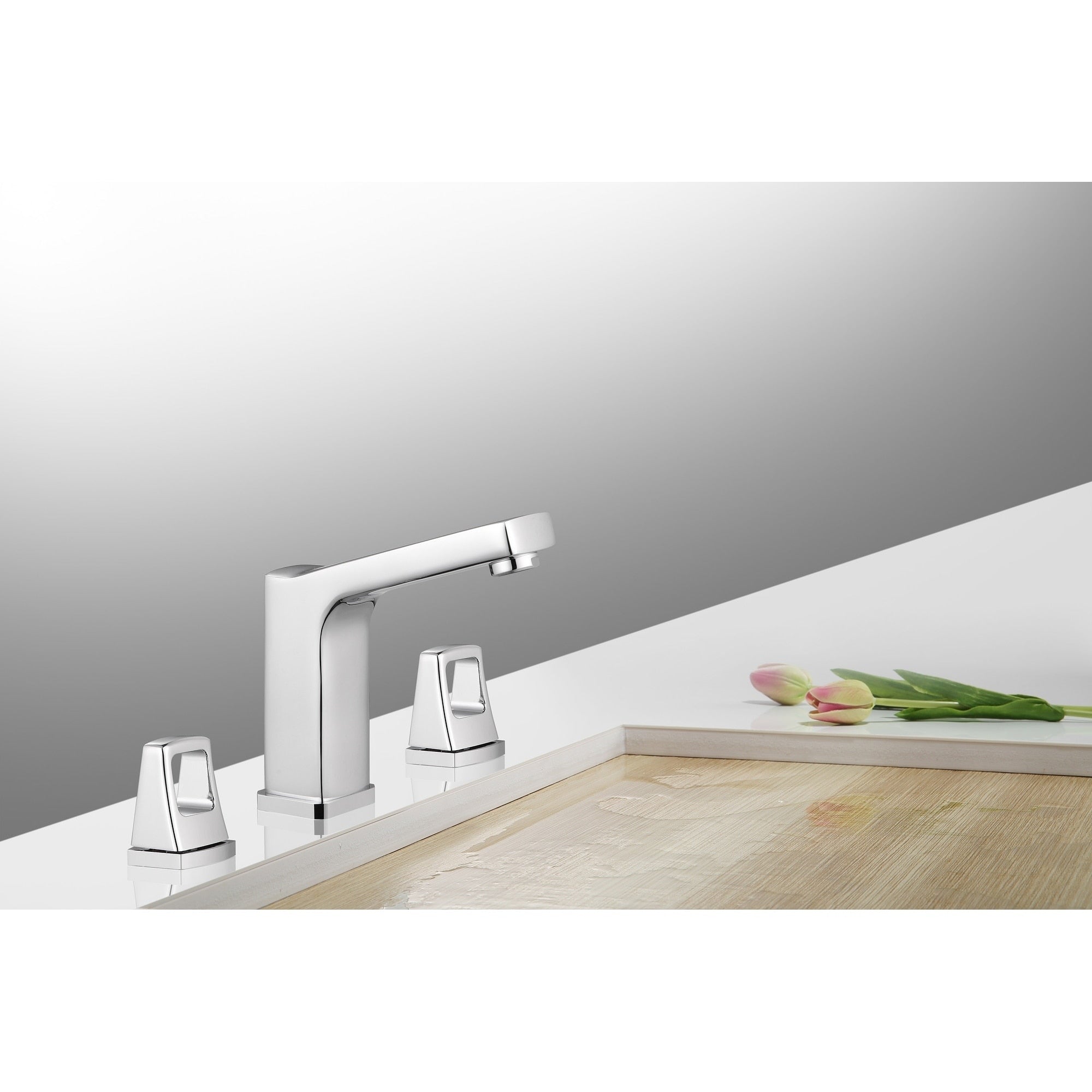 8 In. Widespread 2 Handle Bathroom Faucet With Push Down Pop Up Drain In Chrome