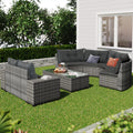 8 Pieces Outdoor Wicker Round Sofa Set