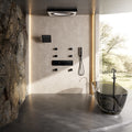 Digital Thermostatic Shower System With Dual Rain Shower Heads Led Music App Controlled 64 Color Lighting And 6 Body Jets