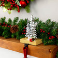 8.5 Galvanized Metal Deer And Trees Christmas Stocking Holder