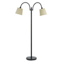 80 Watt Metal Floor Lamp With Dual Gooseneck And Uno Style Shades Black