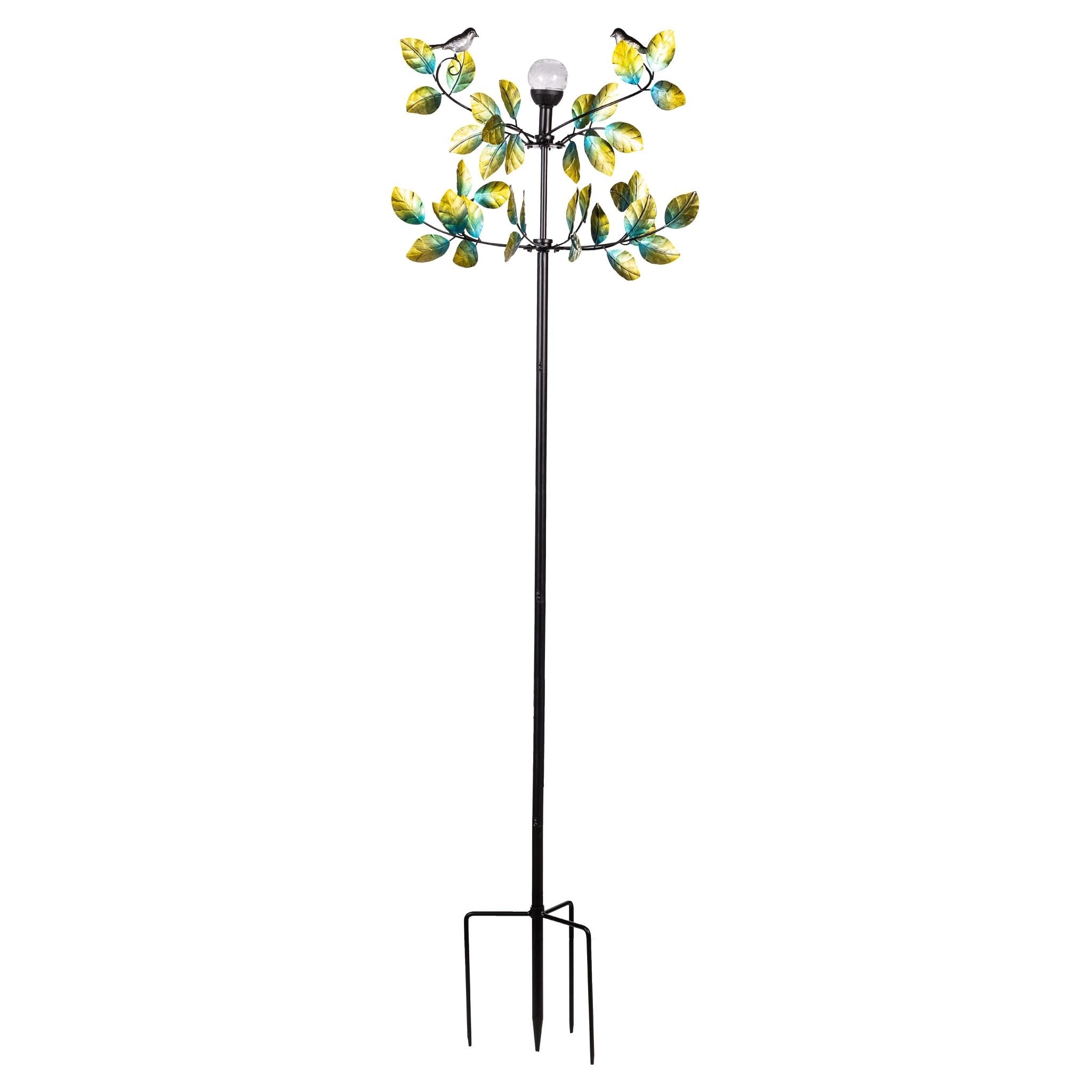 80 In. Bird And Leaves Solar Wind Spinner