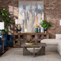 80 In. Brown Solid Wood 6 Door Media Credenza_Sideboard