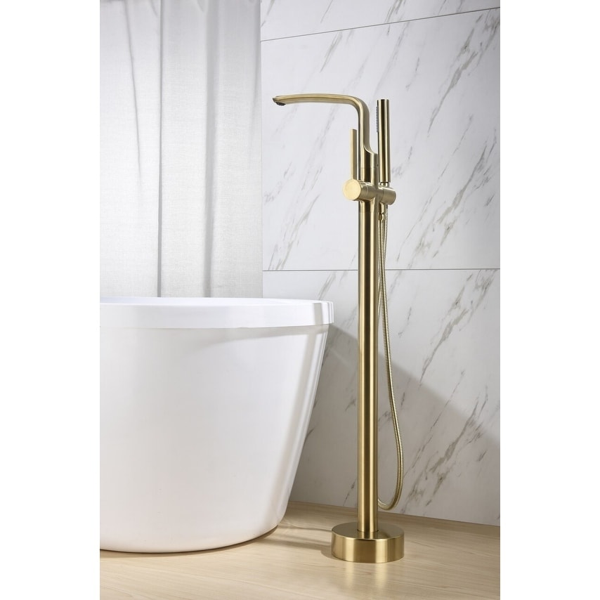 8024 Single Handle Floor Mounted Freestanding Tub Filler With Hand Shower