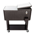80Qt Rattan Square Legs Cooler With Shelf