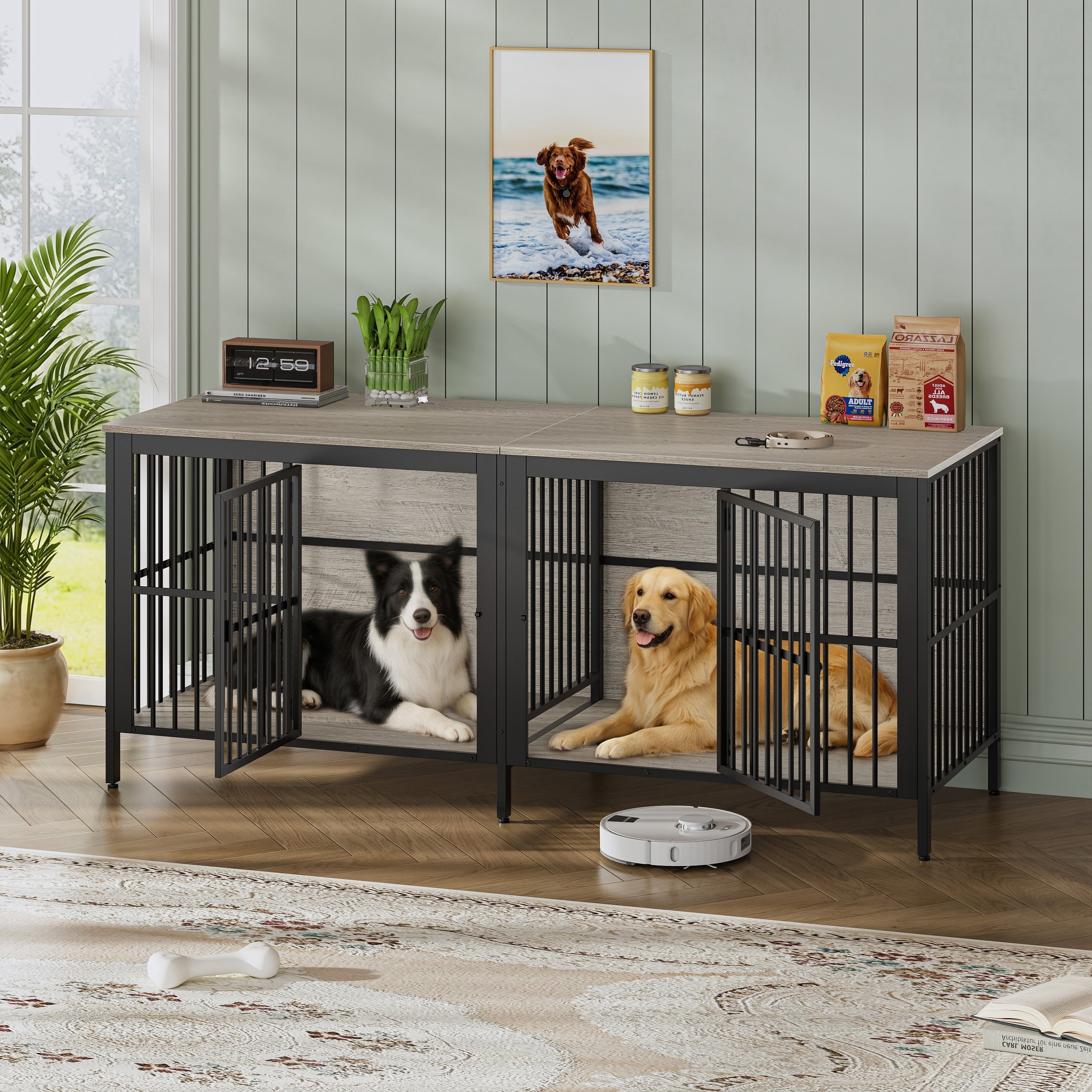 80 Dog Crate End Table Heavy Duty 2 Door Indoor Pet Kennel Multipurpose Dog House Furniture As Tv Stand Or Side Table