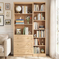 80 Tall Display Bookcase With Drawers And Adjustable Shelves Modern Bookshelf Storage Cabinet For Living Room Home Office