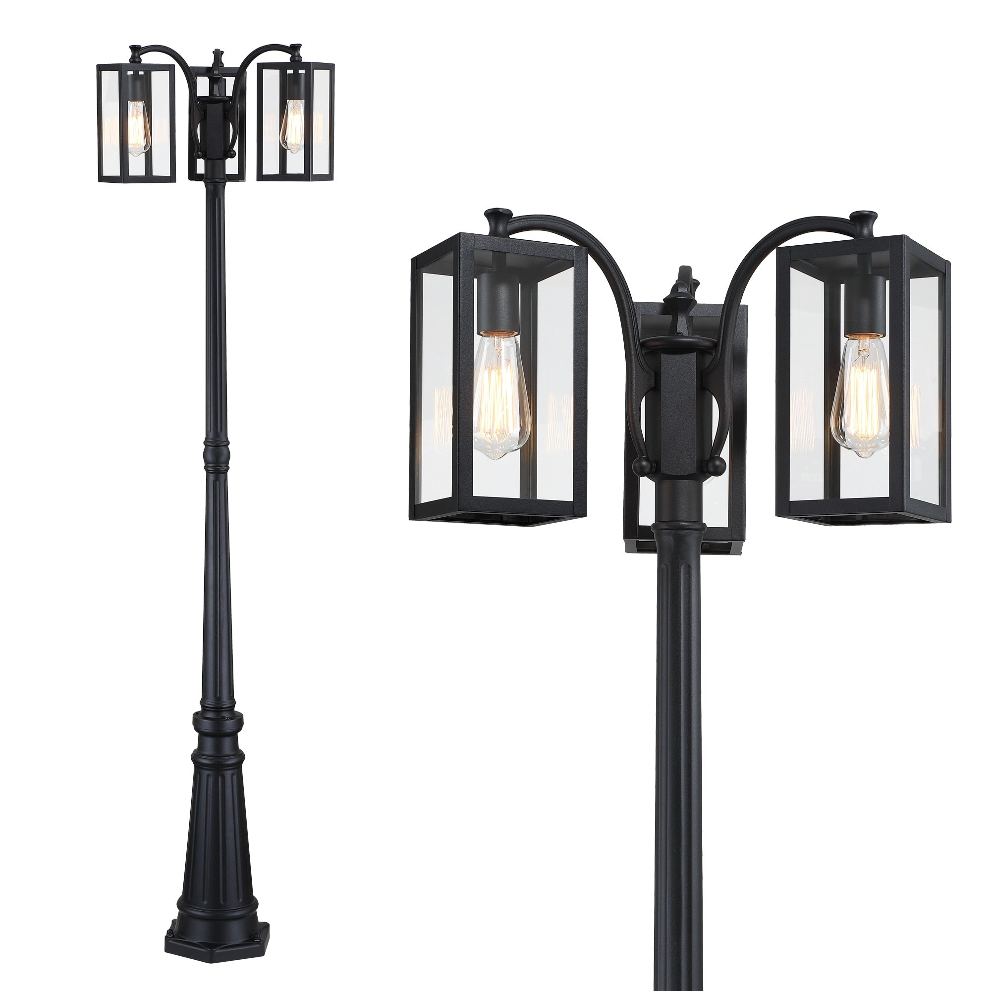 80 H Triple Headed Lamp Post Full With Matte Black Finish