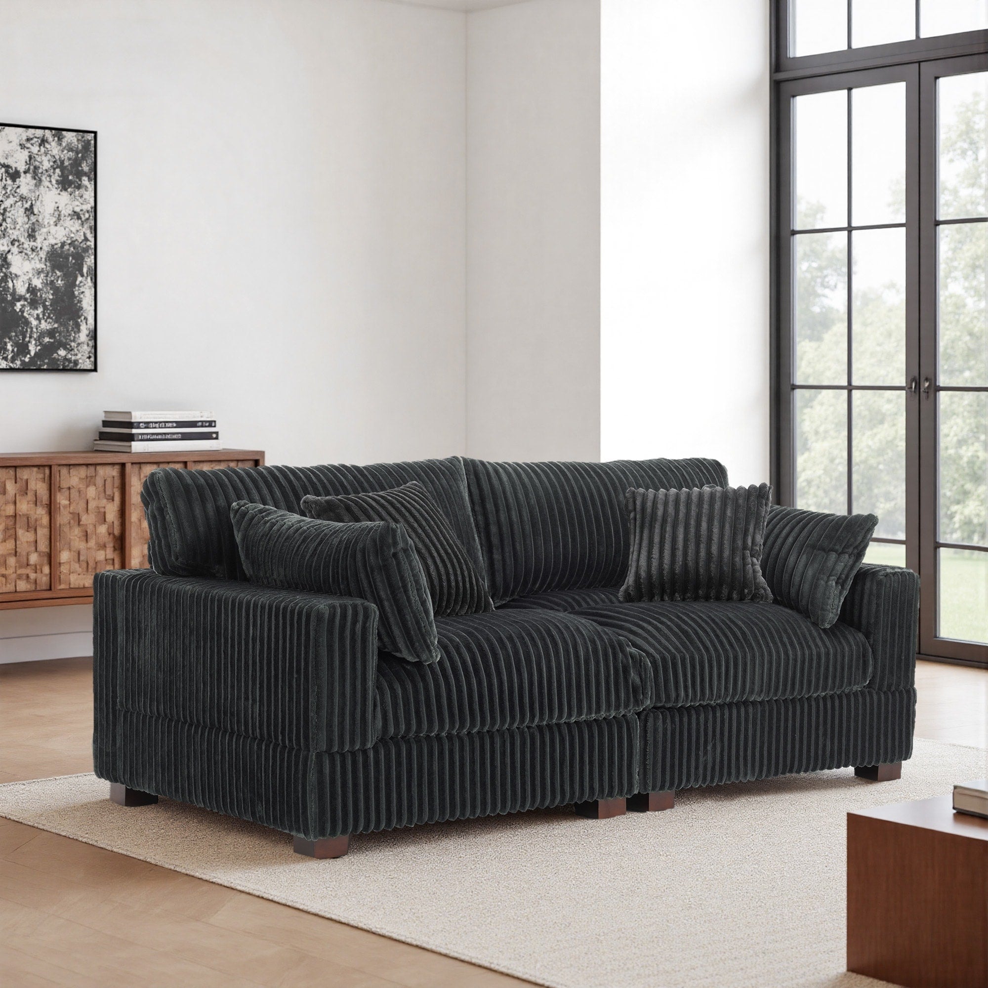 80 Plush Upholstery Loveseat Modular Sofa Couch