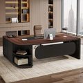 80 Wide L Shaped Computer Executive Desk Large Modern Home Office Desk With 3 Drawers And Storage Shelves