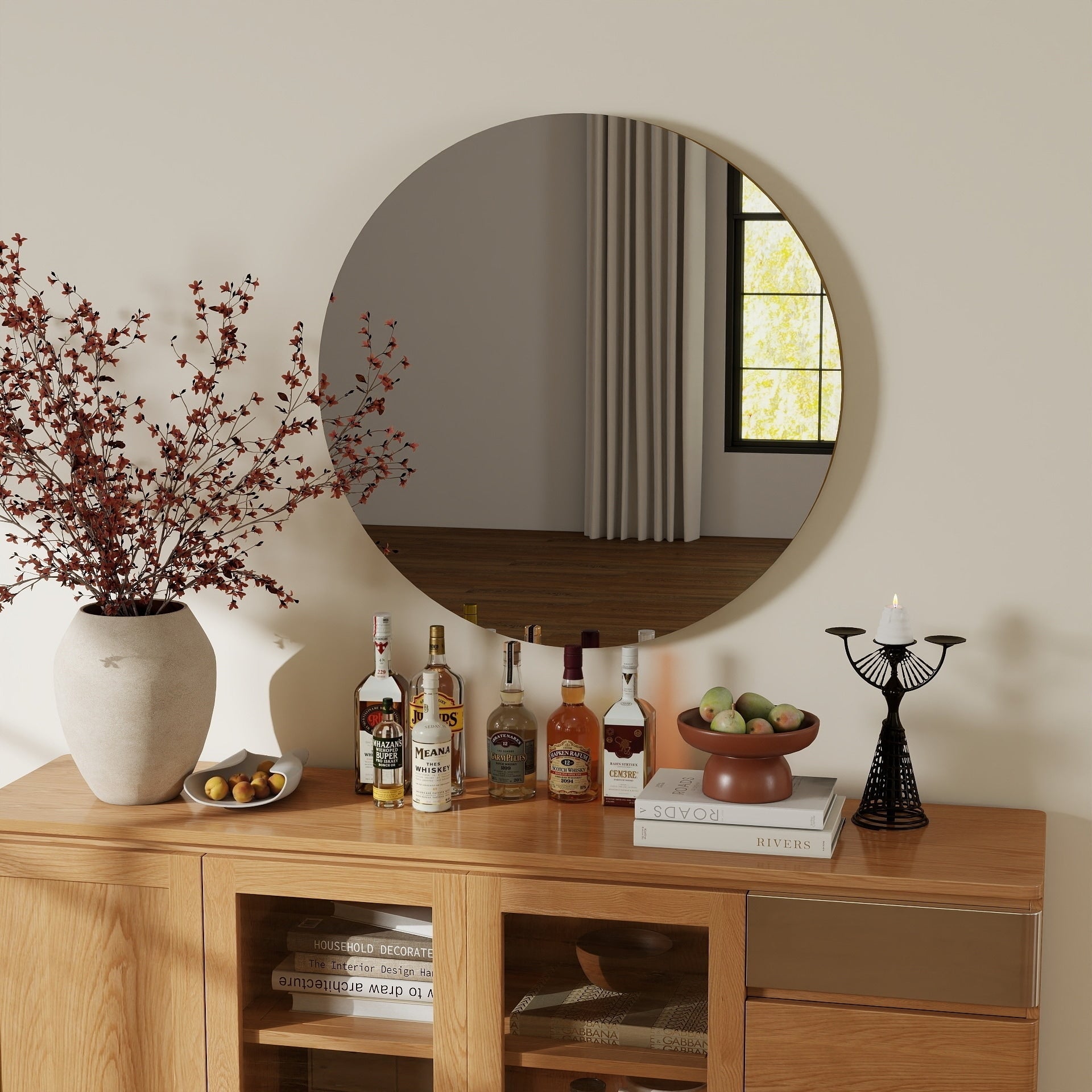 80Cm Bathroom Mirror Round Mirror Wall Mount 31.5