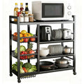 80Cm Floor Standing Storage Rack Multifunctional Storage Rolling Cart Kitchen Storage Rack With Mesh Basket