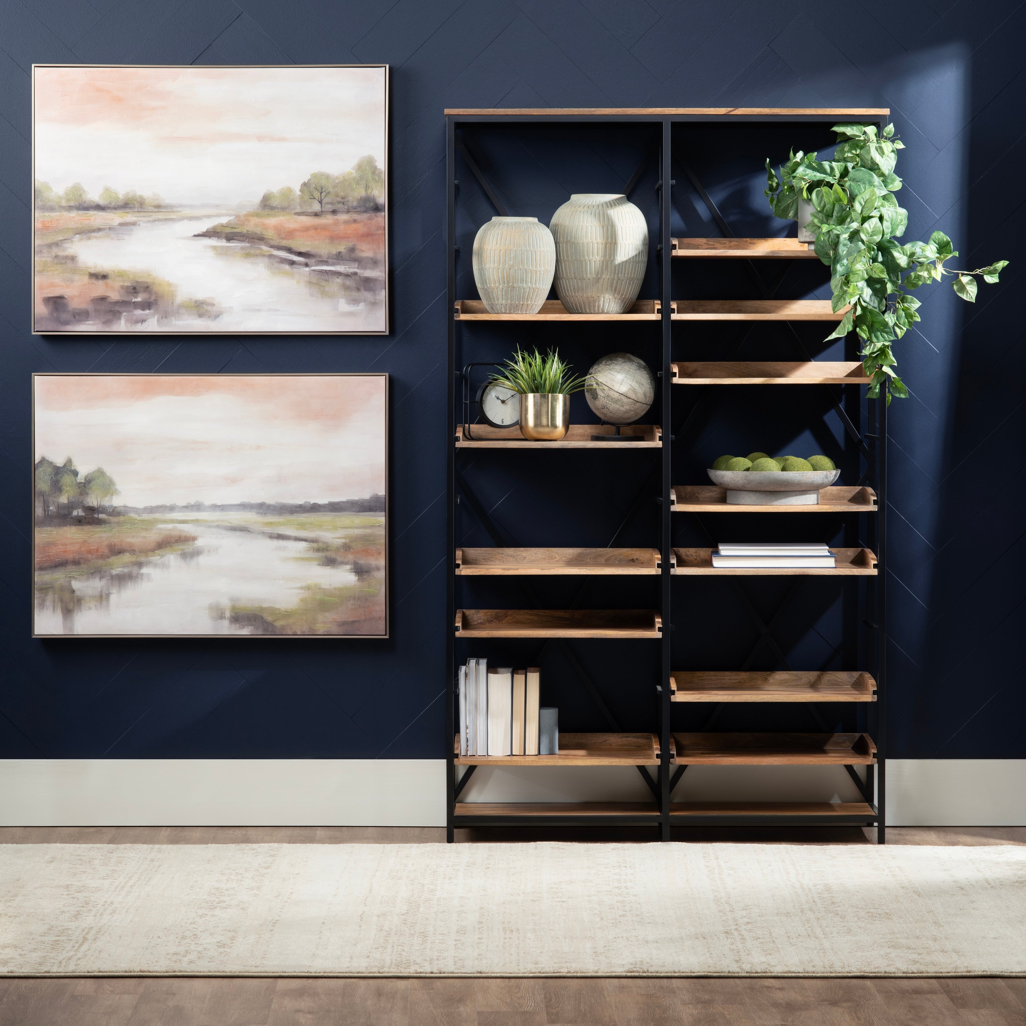 81 In. Brown Solid Wood 12 Shelf Bookcase