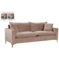 81.5 In.W Pink Finish Velvet Upholstery L Shaped Straight Arm Sectional Sofa