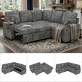 81 Modular Sectional Sofa L Shaped 5 Seater Sleeper Sofa With Pull Out Bed Hidden Storage Cup Holders Usb Charging Ports
