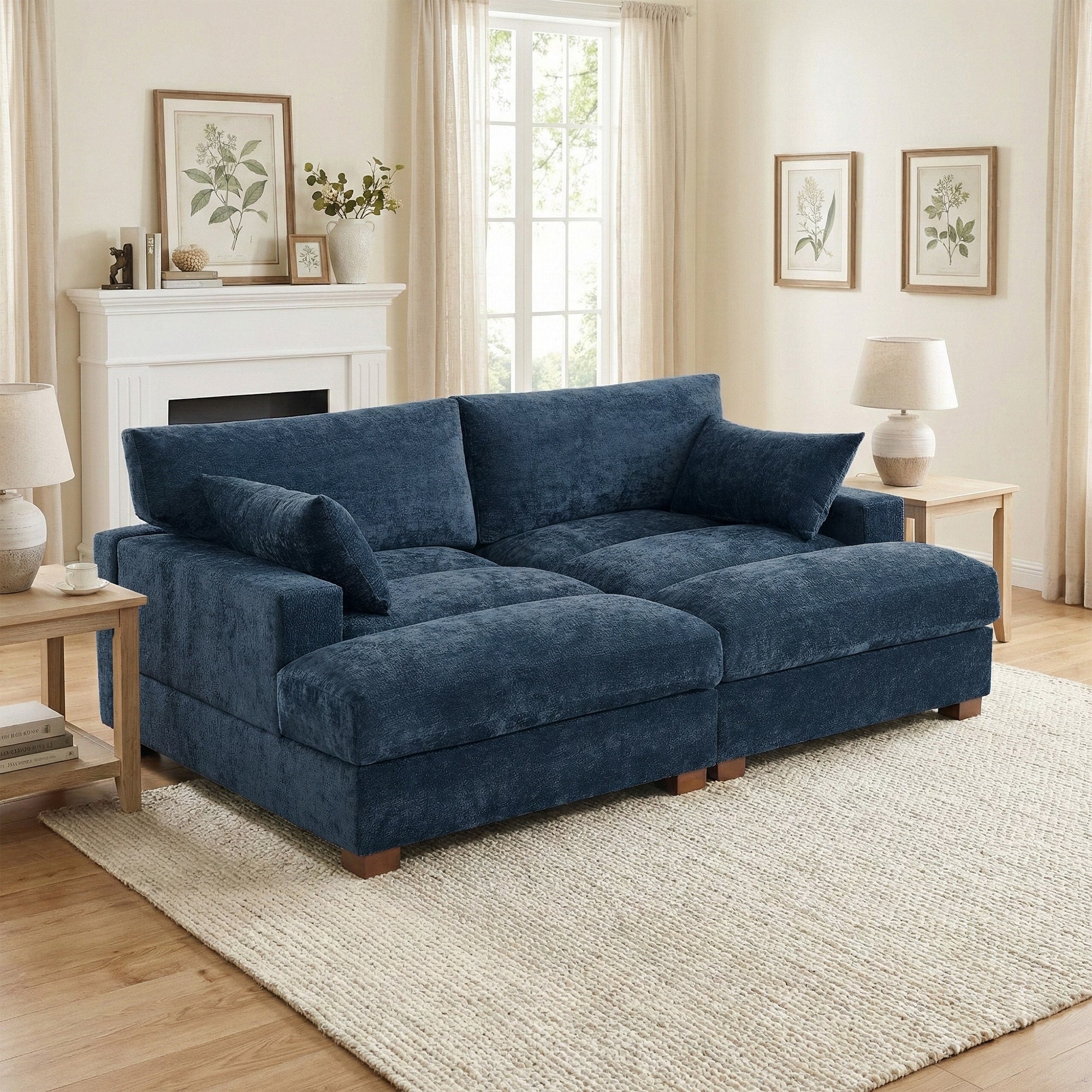 82.5 W Chenille Upholstered Sectional Modular Sofa With Chaise