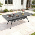 82.68 Inch Black Rectangle Cast Aluminum Patio Table With Umbrella Hole