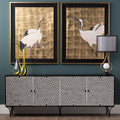 82 4 Door Black Ivory Bone Inlay Media Credenza_Sideboard