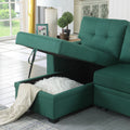 83 In.W Straight Arm 14 Piece Polyester L Shaped Chaise Convertible Storage Armrests Sectional Sofa In Green Finish