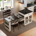 83.1 Extendable Kitchen Island With Slide Out Table And Storage Racks For 2 6 Person Kitchen Island With Tempered Glass Doors