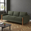 83.86 Inch 3 Seater Sofa With Curved Armrests Teddy Velvet Upholstery Solid Wood Legs High Weight Capacity