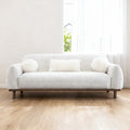 83.8 Modern White Chenille Upholstered Sofa With Wood Legs And Accent Pillows 83.8 D X 34.5 W X 32.6 H