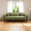 83.8 Olive Green Modern Chenille Upholstered Sofa With Wood Legs And Accent Pillows 83.8 D X 34.5 W X 32.6 H