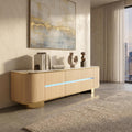 83 Modern Luxury Tv Stand Charging Station High Gloss Marble Texture Uv Top Media Console Entertainment Center With Led Lights