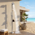Modland Freestanding Outdoor Shower System 304 Stainless Steel Pool Faucet With Handheld Shelf Brushed Nickel