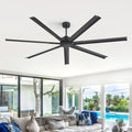 84 Inch Industrial Ceiling Fan Dc Motor 6 Speeds Remote Control Reversible Motor Black Finish For Large Rooms