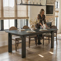 84 Inch Solid Wood Dining Table Black Walnut Table Large Rectangular Kitchen Table For 6 8 People Room Table