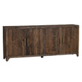 84 In. Brown Solid Wood 4 Door Media Credenza_Sideboard