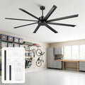 84 Inch Black Large Industrial 8 Aluminum Blades High Ceiling Fans With Remote Control 83.46 W X 23.62 H