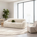 84.3 Modern Sand Short Pile Upholstered Sofa With Ball Pillows 84.3 D X 38.8 W X 31.5 H