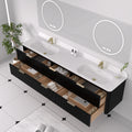 84 Floating Bathroom Vanity With Integrated Countertop Rectangular Sink Solid Wood
