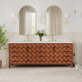 84 Freestanding Bathroom Vanity With Engineered Stone Top Ceramic Double Sink Built In Power Outlet And Hair Dryer Storage