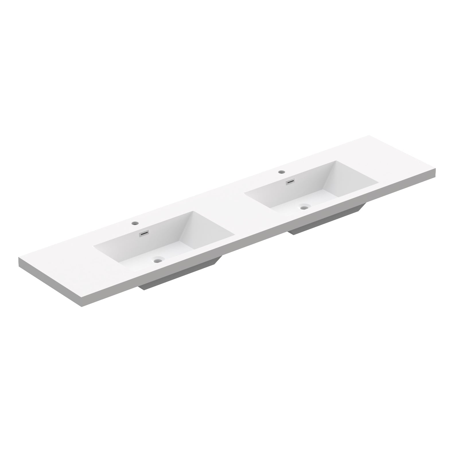 84 In. W X 26 In. D Integrated Resin Bathroom Rectangular Dual Sink Vanity Top One Piece Design