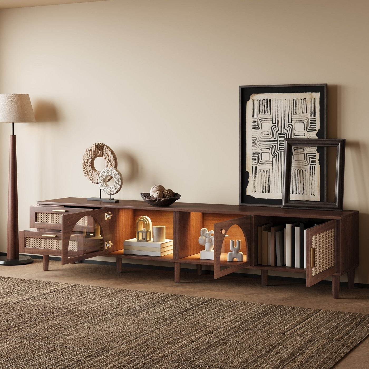 86 In With Solid Wood Legs Tv Stand For Tvs Up To 90 In N A