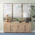 86 In. Brown Solid Wood 4 Door Media Credenza_Sideboard