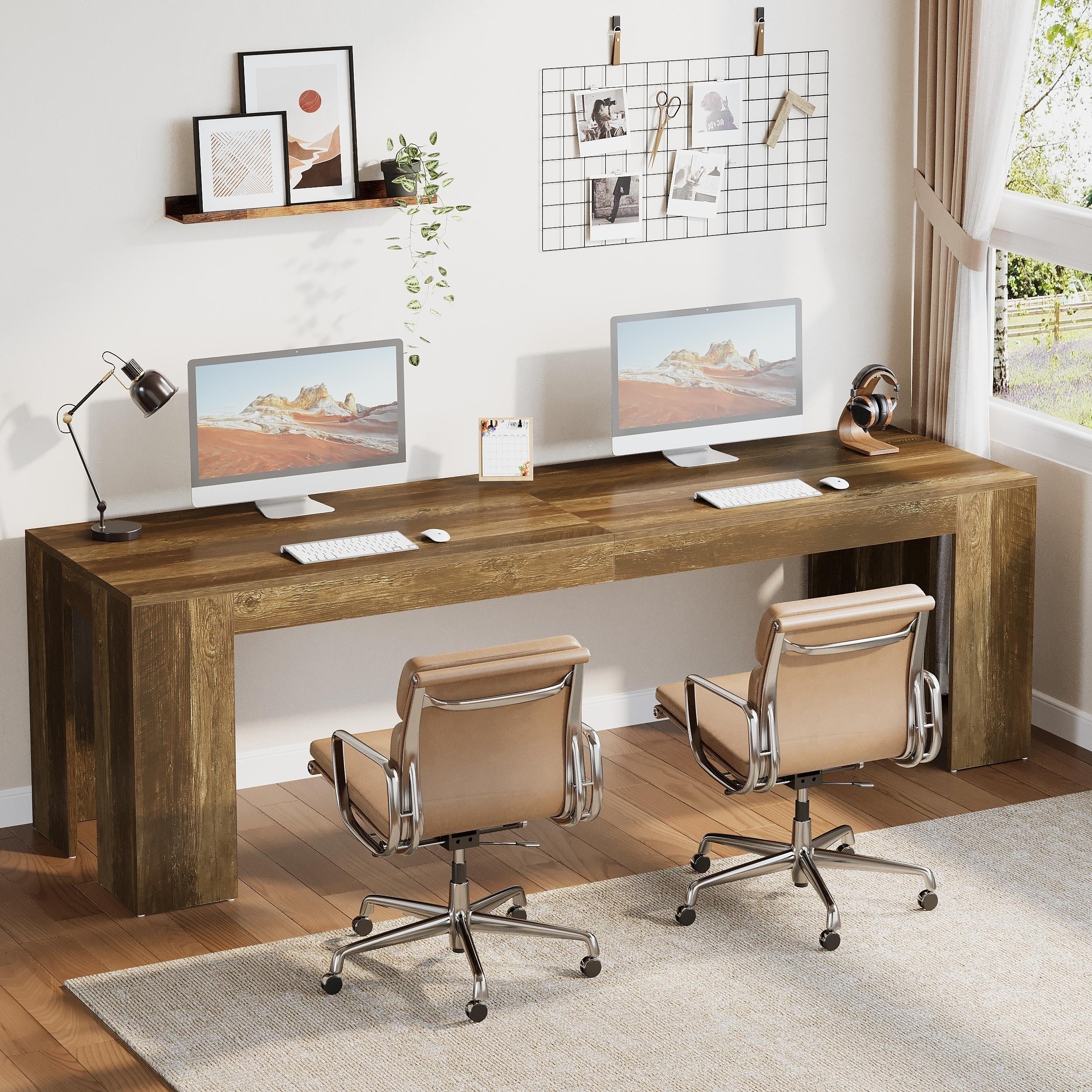 86.6 Extra Long Executive Desk Double Computer Desk For Home Office