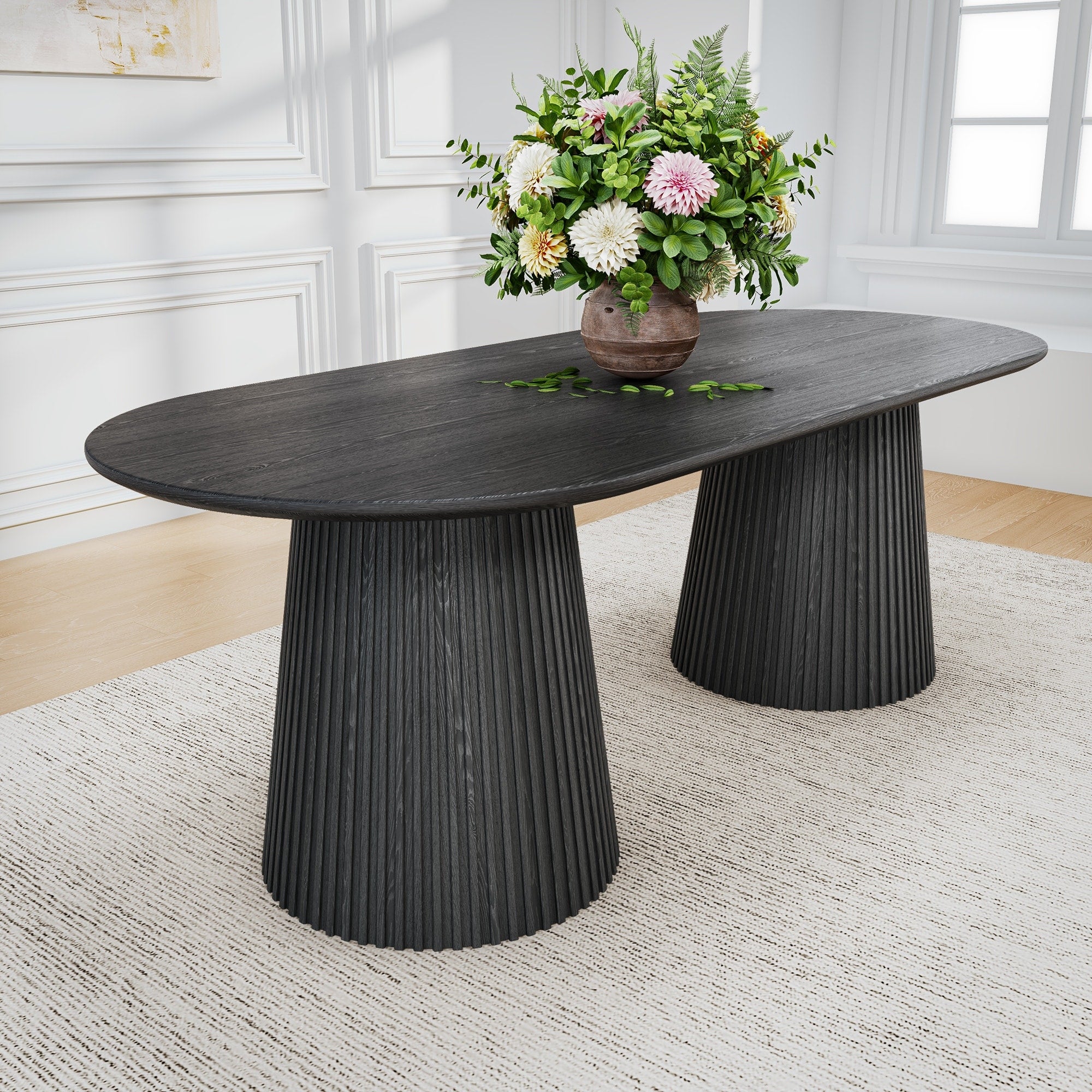 86 Double Pedestal Oval Dining Table