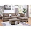 87 In.W Beige Finish Linen Upholstery L Shaped Straight Arm Sectional Sofa