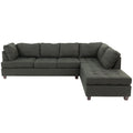 87 In.W Black Finish Fabric Upholstery L Shaped Straight Arm Sectional Sofa