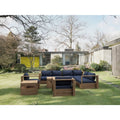 87 In.W Blue Finish Fabric Upholstery L Shaped Straight Arm Sectional Sofa