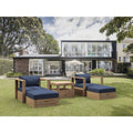 87 In.W Blue Finish Fabric Upholstery L Shaped Straight Arm Sectional Sofa