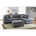 87 In.W Blue Finish Fabric Upholstery L Shaped Straight Arm Sectional Sofa
