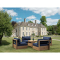 87 In.W Blue Finish Fabric Upholstery L Shaped Straight Arm Sectional Sofa