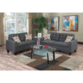 87 In.W Blue Finish Polyester Upholstery L Shaped Straight Arm Sectional Sofa
